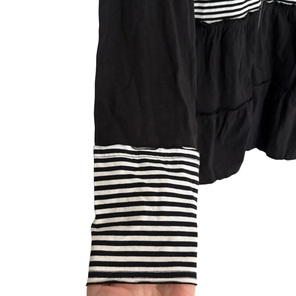 Neon Buddha black white stripes front row tiered ruffle zip up jacket pockets XS - Picture 6 of 15